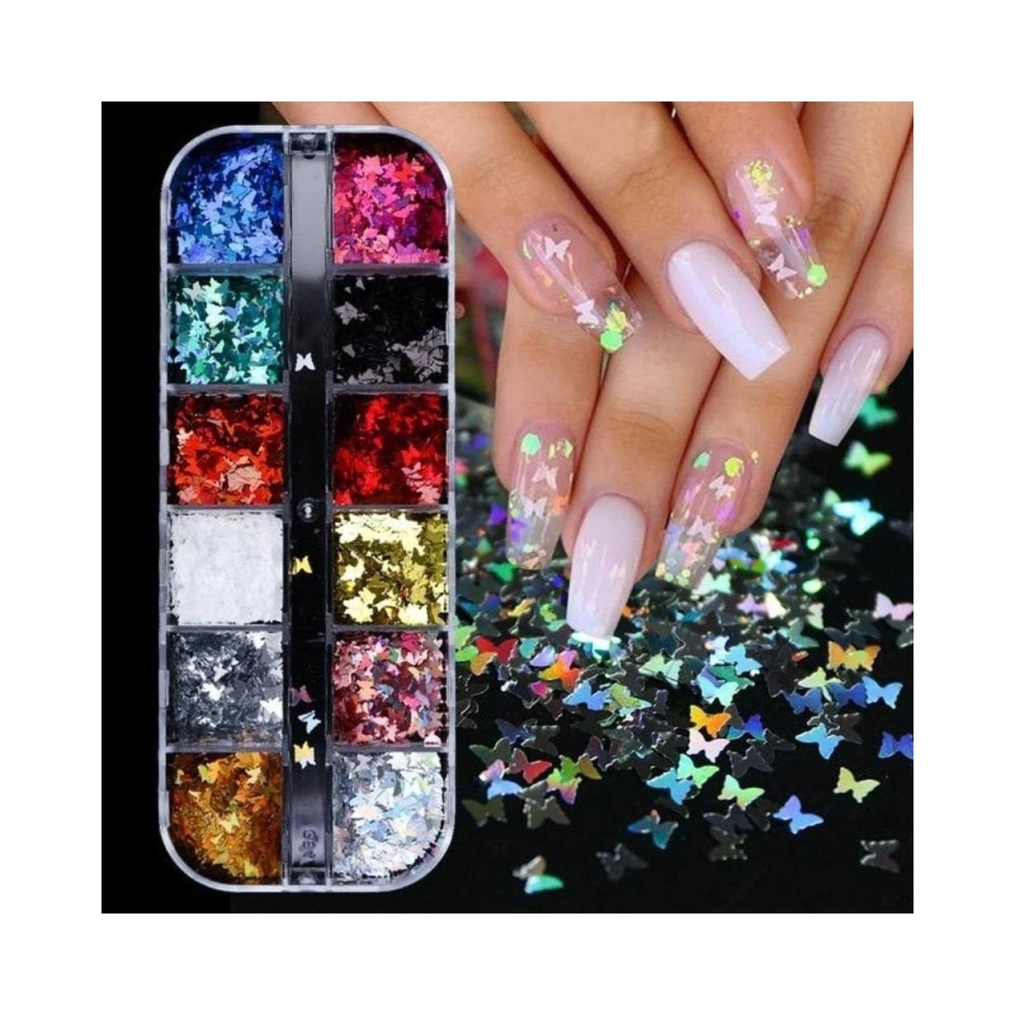 Holographic Butterflies Nail Paillette Slices Nail Art Sequins Flakes - - Asia Sell