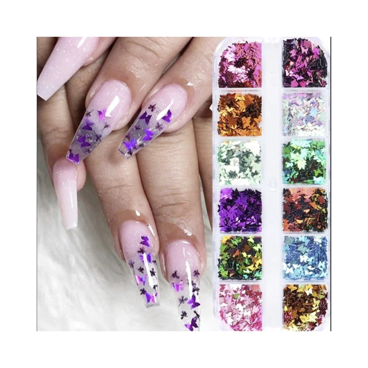 Holographic Butterflies Set 2 Nail Paillette Slices Nail Art Sequins Flakes - - Asia Sell