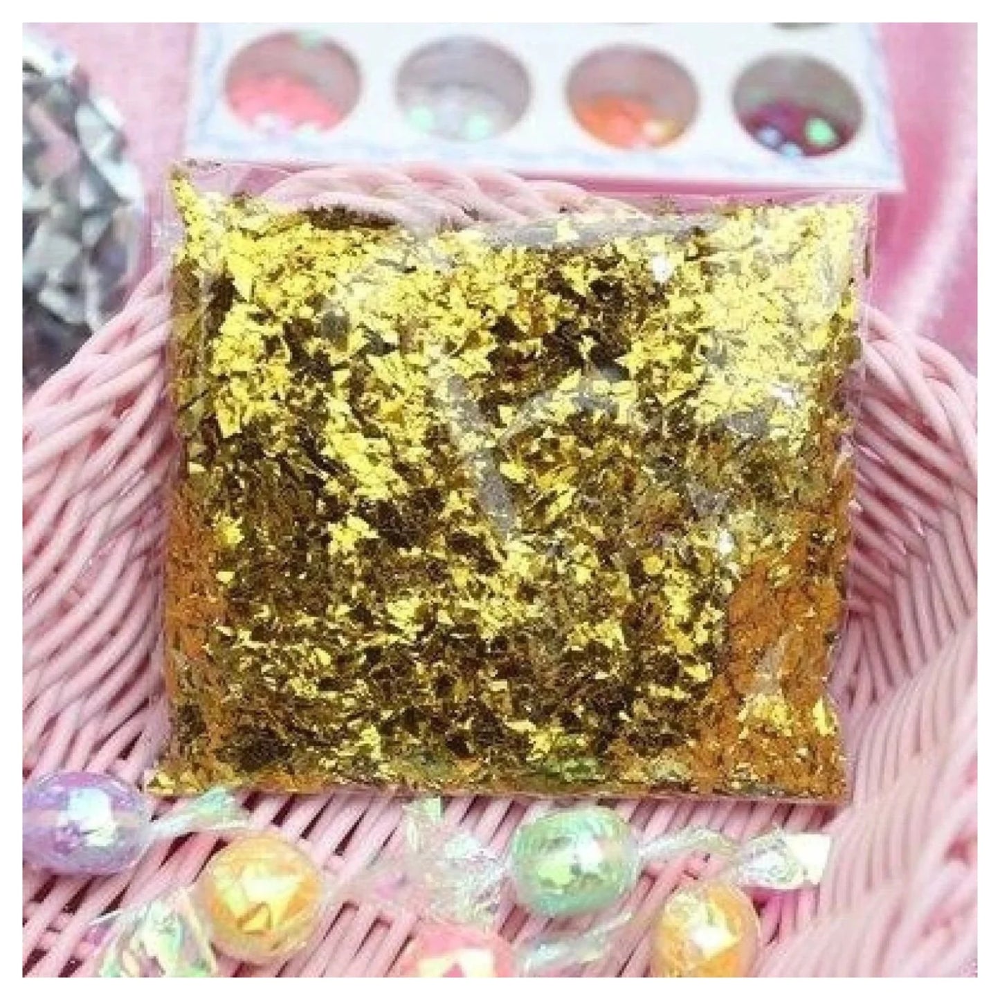 Holographic Nail Decoration Flakes Glitter DIY Nail Art 3D Black Gold Silver - Set C - Black - Asia Sell