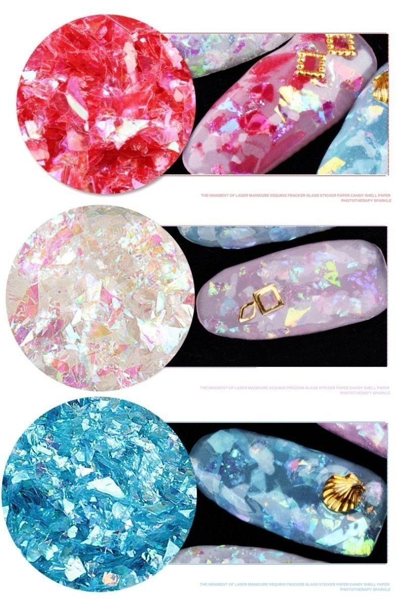 Holographic Nail Decoration Flakes Glitter DIY Nail Art 3D Sequin - Light Green - Asia Sell