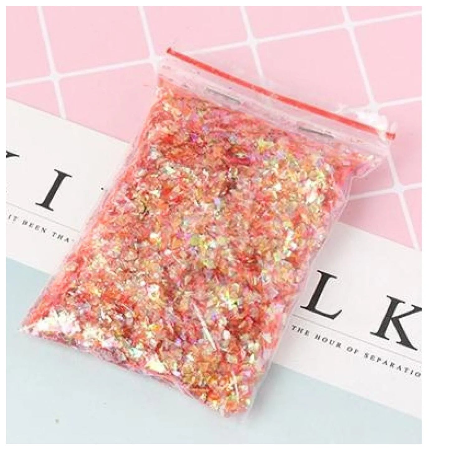 Holographic Nail Decoration Flakes Glitter DIY Nail Art 3D - Set B - Rose Red/Purple - Asia Sell