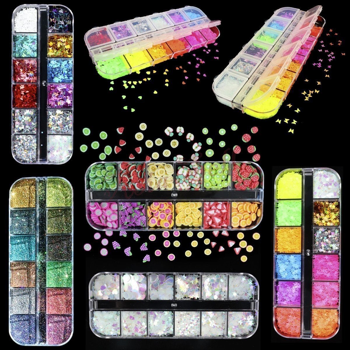 Holographic Nail Paillette Fruit Heart Butterfly Mirror Slices Nail Art Sequins Flakes - Glitter - Asia Sell