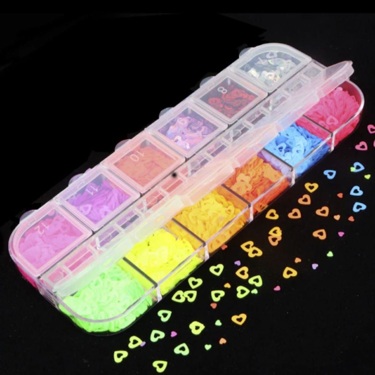 Holographic Nail Paillette Fruit Heart Butterfly Mirror Slices Nail Art Sequins Flakes - Neon Hearts 2 - Asia Sell