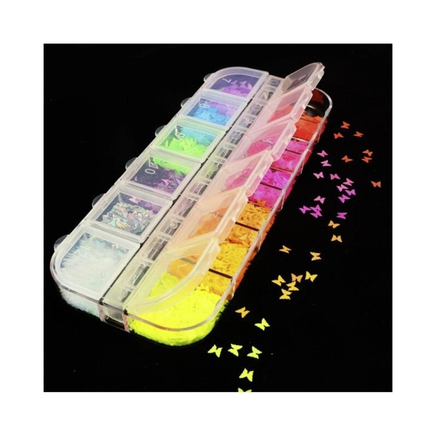 Holographic Neon Butterflies Nail Paillette Slices Nail Art Sequins Flakes - - Asia Sell