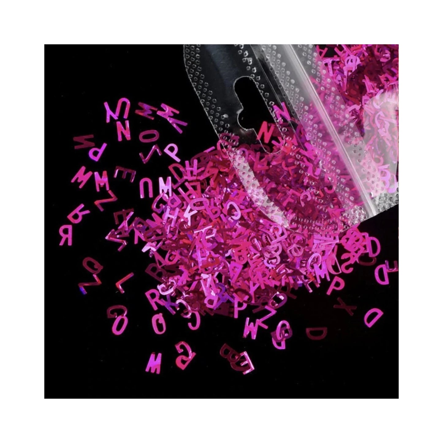 Holographic Sequins Glitter Nail Art Mixed Size Letter Design Shape Flakes Tips Manicure Gold Silver 3D Nail Accessories - Pink - Asia Sell