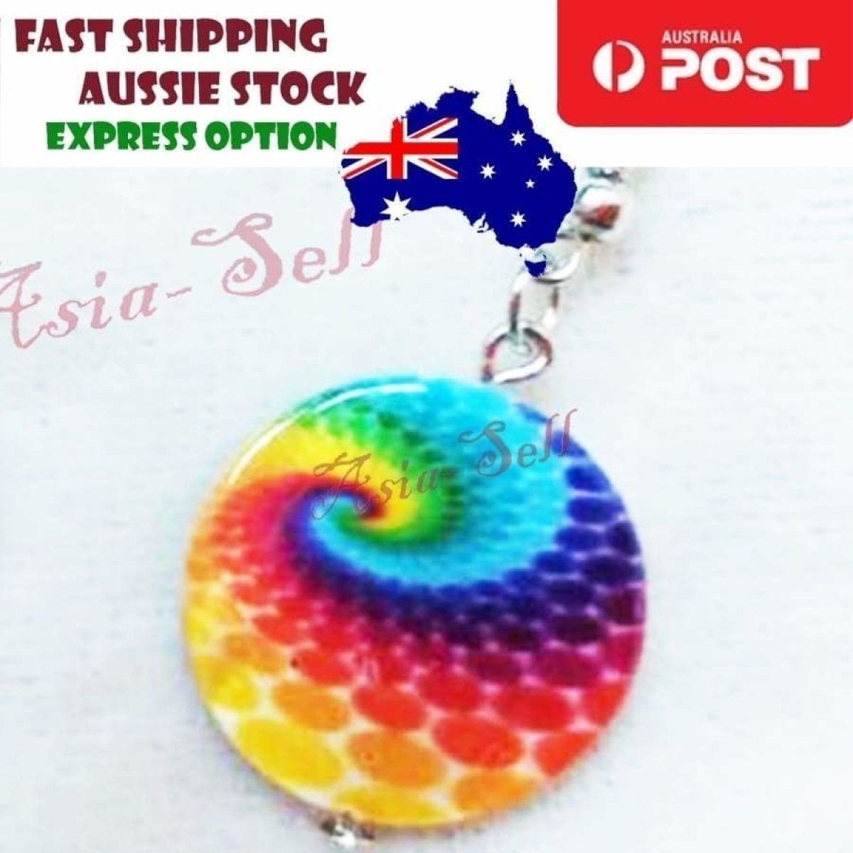 Large 20mm Rainbow Multicolour Beach Earrings SILVER GOLD Dangles Earring Hook - Silver - Asia Sell