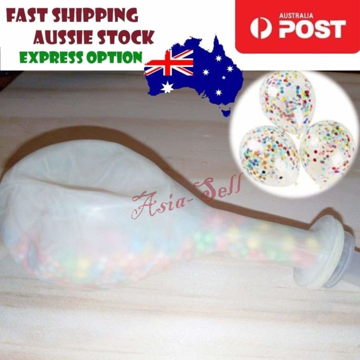 Large 30cm Clear Balloons Purple Silver Gold Confetti Circles Stars Birthday - BEADS Multicoloured - Asia Sell