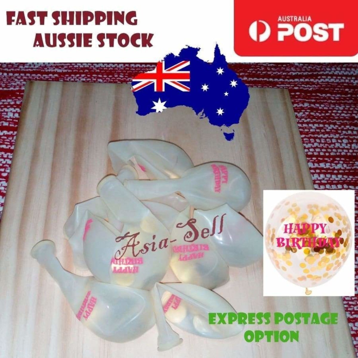 Large 30cm Clear Balloons Purple Silver Gold Confetti Circles Stars Birthday - HAPPY BIRTHDAY - Asia Sell