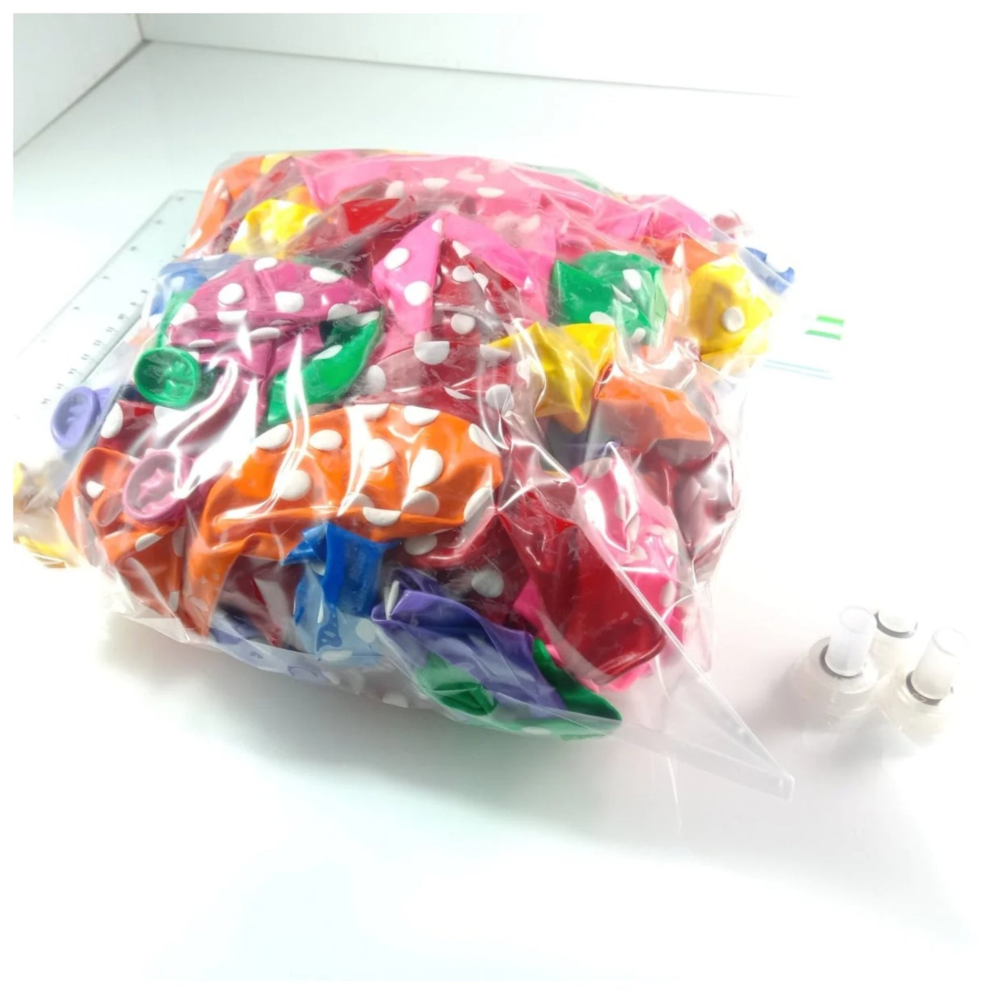 Large Bag of 12" Extra Large Polka Dot Balloons High Quality Rich Colours Including Hygiene Blowers - - Asia Sell