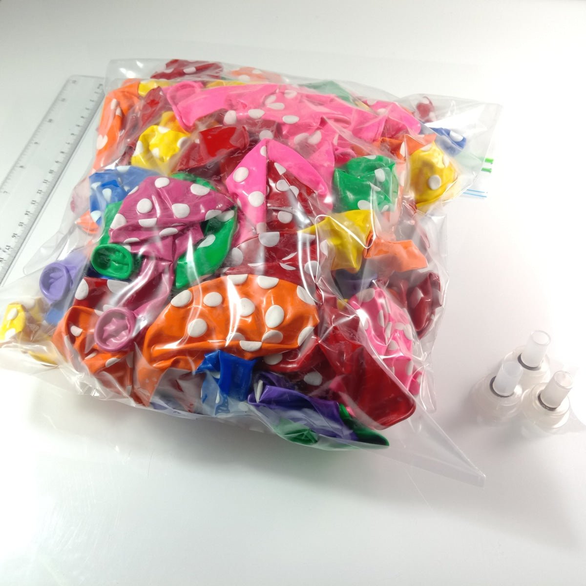 Large Bag of 12" Extra Large Polka Dot Balloons High Quality Rich Colours Including Hygiene Blowers - - Asia Sell