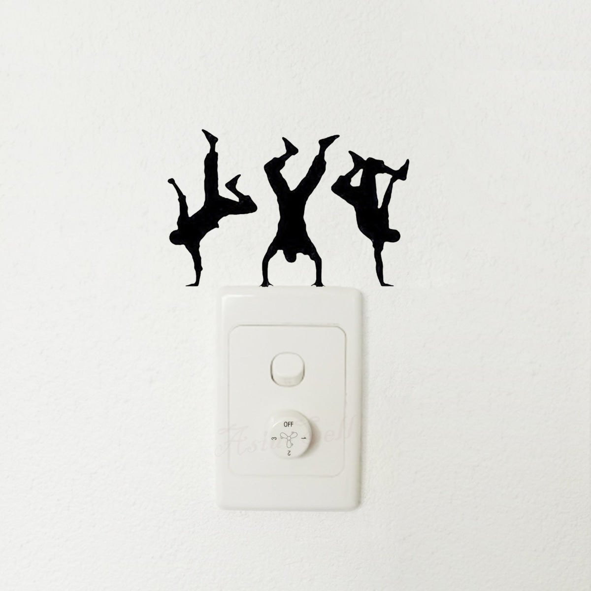 Light Switch Wall Stickers Sports Breakdancing Ballet Snowboarding Skating Stunt Bike Scooter Black - Breakdancing - Asia Sell