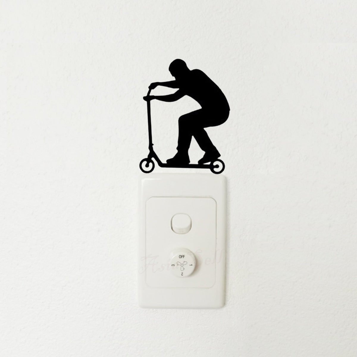 Light Switch Wall Stickers Sports Breakdancing Ballet Snowboarding Skating Stunt Bike Scooter Black - Scooter - Asia Sell