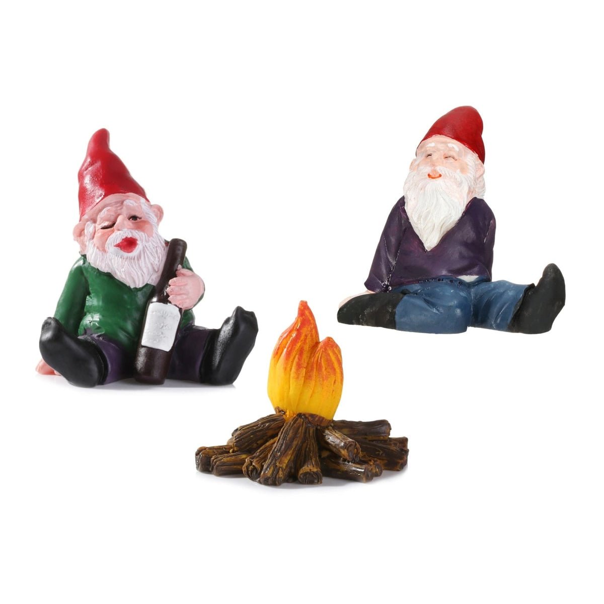 Mini Drunk Elves Garden Dwarves Gnomes Figurines Funny Elf Christmas Ornament Dwarf - Two Gnomes and Fire - Asia Sell