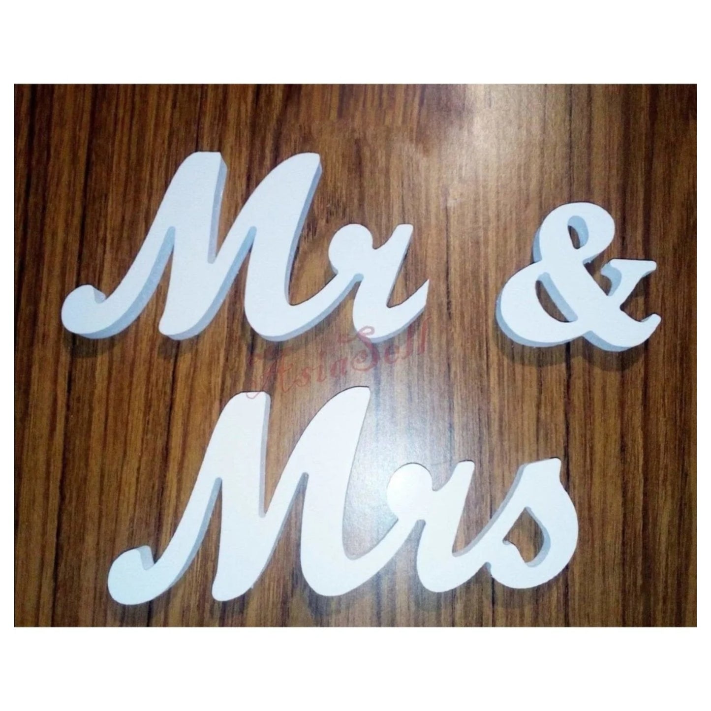 Mr & Mrs Bride & Groom Wedding Table Decoration White 8.5cm Height - - Asia Sell