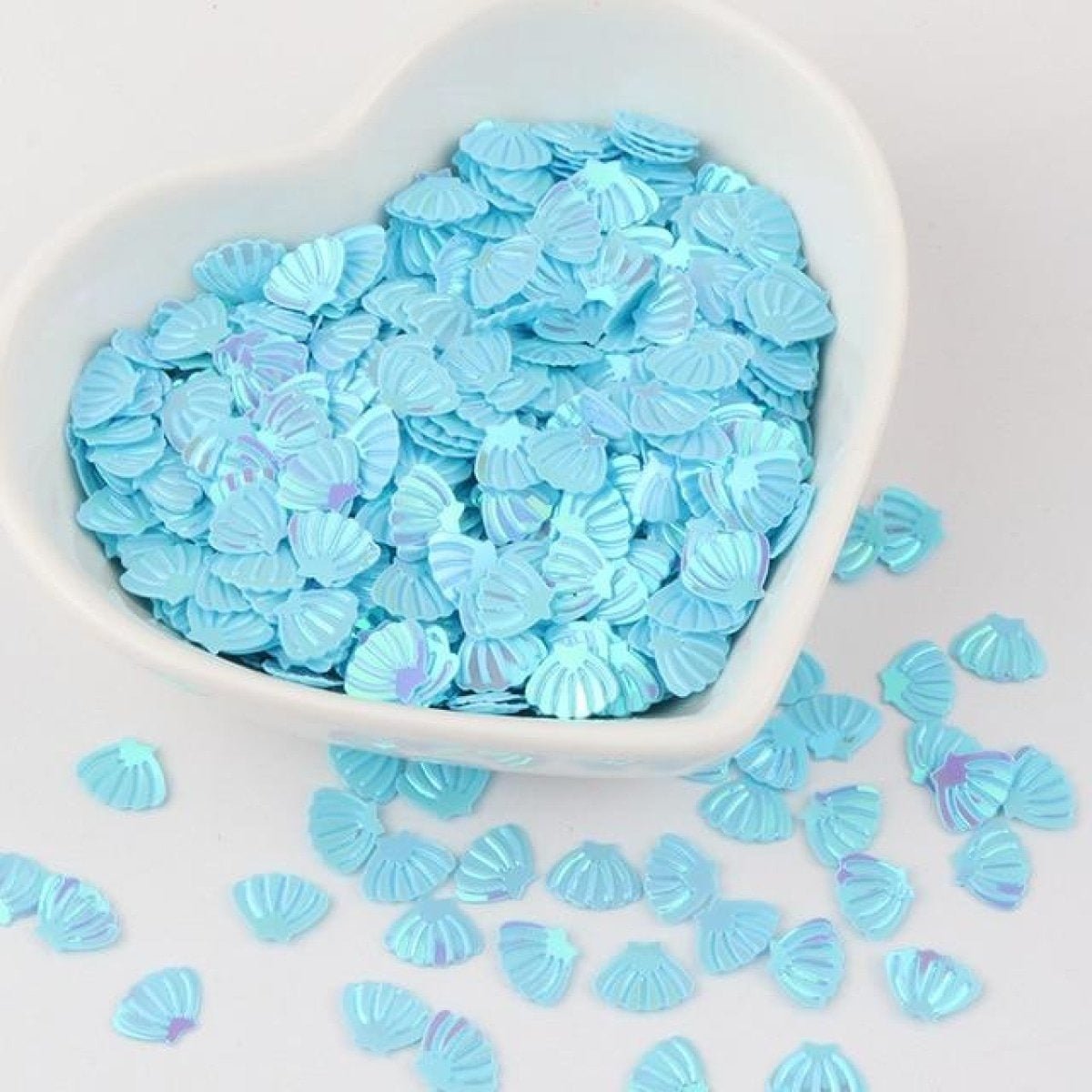 Nail Glitter Sequins 6x8mm Sea Shell Shape 10g PVC Rhinestones Decorations - Blue - Asia Sell