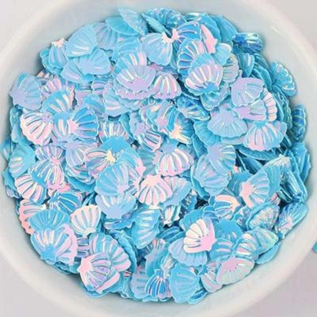 Nail Glitter Sequins 6x8mm Sea Shell Shape 10g PVC Rhinestones Decorations - Blue Gold - Asia Sell