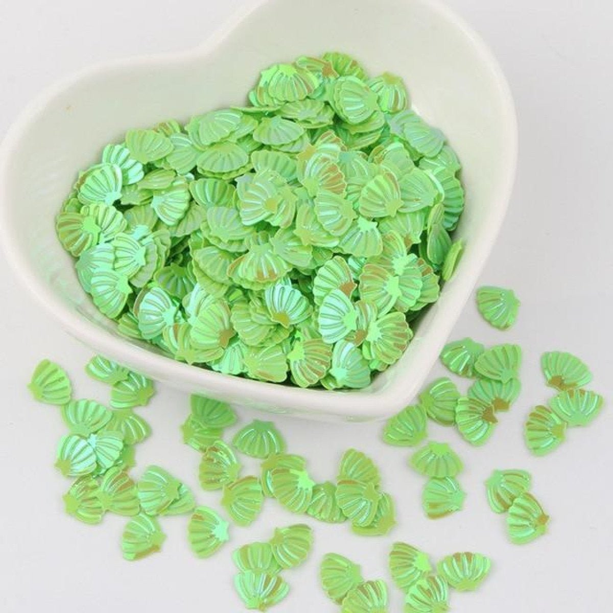Nail Glitter Sequins 6x8mm Sea Shell Shape 10g PVC Rhinestones Decorations - Green - Asia Sell
