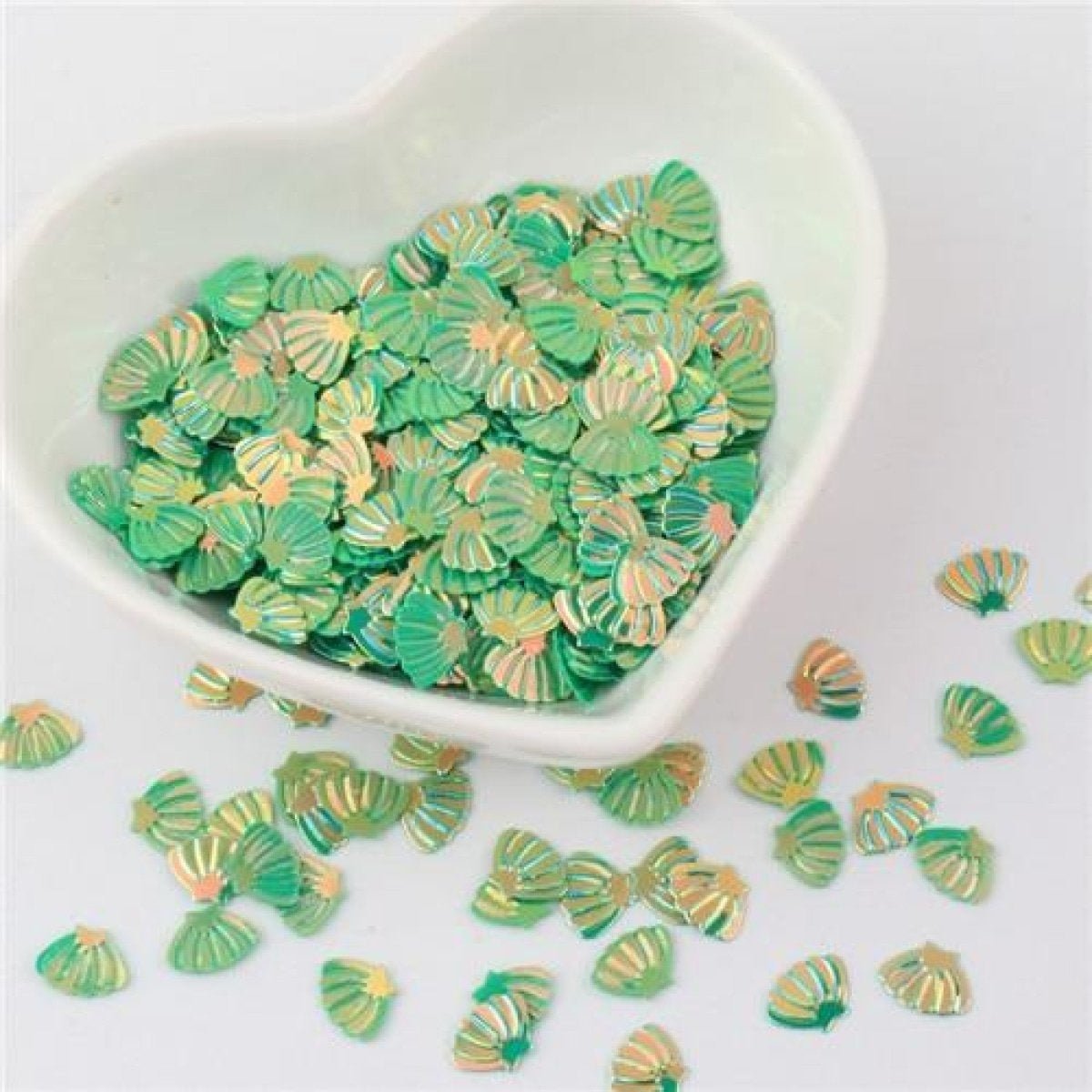 Nail Glitter Sequins 6x8mm Sea Shell Shape 10g PVC Rhinestones Decorations - Green Gold - Asia Sell