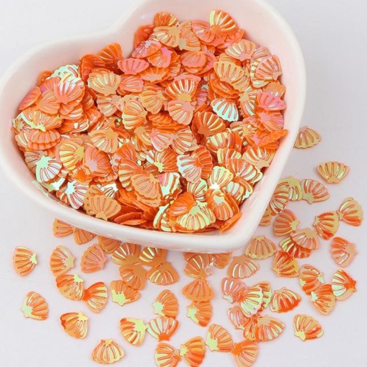 Nail Glitter Sequins 6x8mm Sea Shell Shape 10g PVC Rhinestones Decorations - Orange - Asia Sell