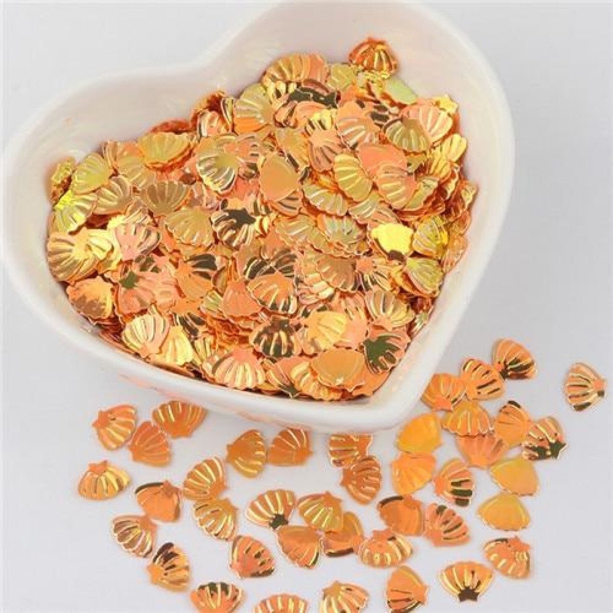 Nail Glitter Sequins 6x8mm Sea Shell Shape 10g PVC Rhinestones Decorations - Orange Gold - Asia Sell
