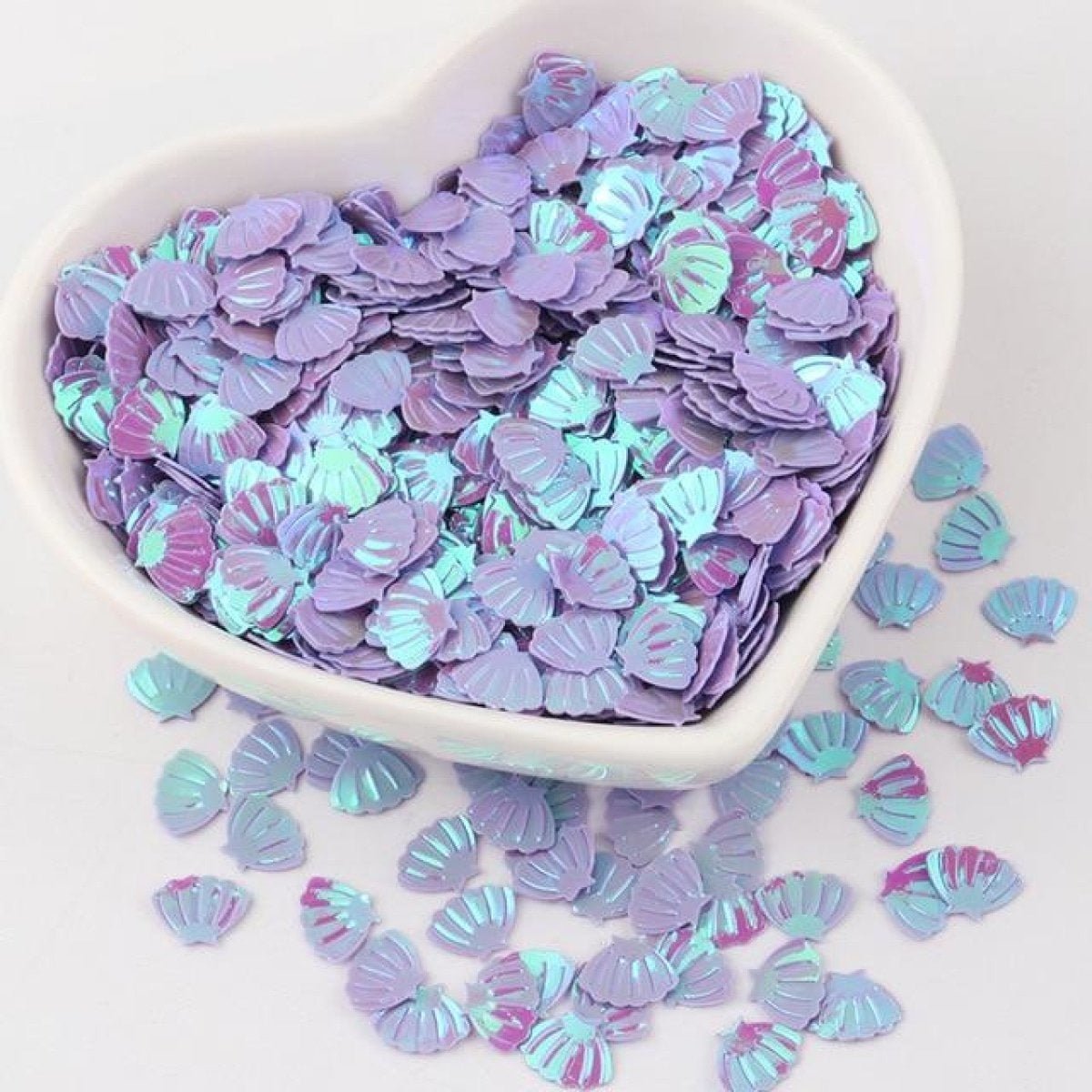Nail Glitter Sequins 6x8mm Sea Shell Shape 10g PVC Rhinestones Decorations - Purple - Asia Sell