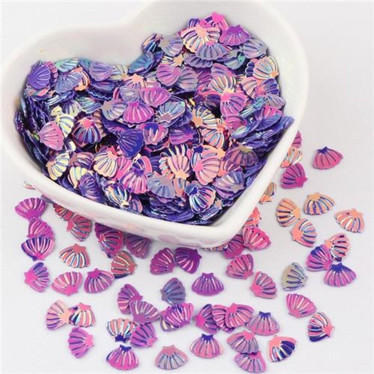 Nail Glitter Sequins 6x8mm Sea Shell Shape 10g PVC Rhinestones Decorations - Purple Gold - Asia Sell