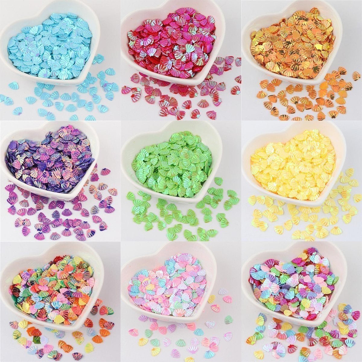 Nail Glitter Sequins 6x8mm Sea Shell Shape 10g PVC Rhinestones Decorations - Purple Gold - Asia Sell