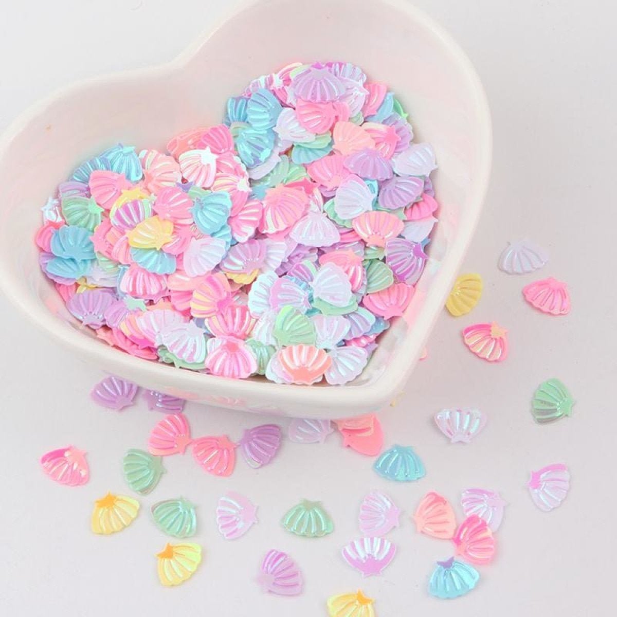 Nail Glitter Sequins 6x8mm Sea Shell Shape 10g PVC Rhinestones Decorations - Purple Gold - Asia Sell