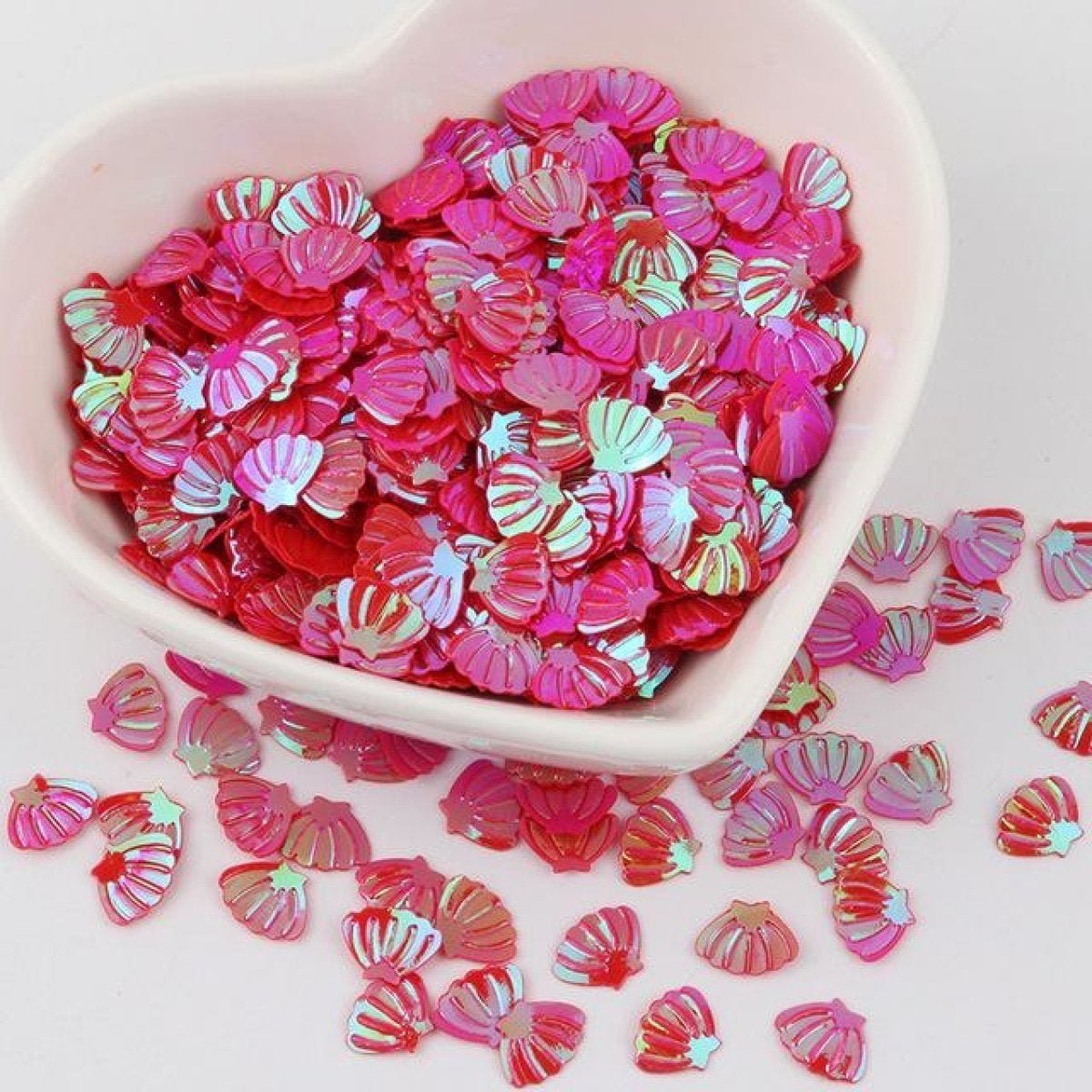 Nail Glitter Sequins 6x8mm Sea Shell Shape 10g PVC Rhinestones Decorations - Red - Asia Sell