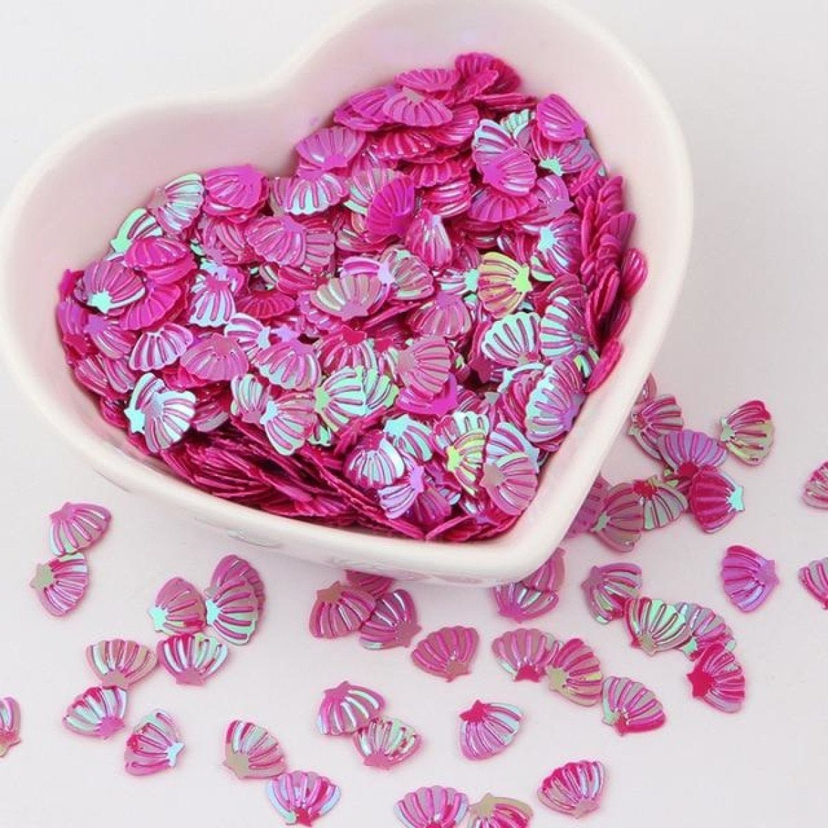 Nail Glitter Sequins 6x8mm Sea Shell Shape 10g PVC Rhinestones Decorations - Rose Red - Asia Sell