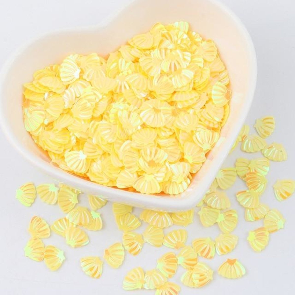 Nail Glitter Sequins 6x8mm Sea Shell Shape 10g PVC Rhinestones Decorations - Yellow - Asia Sell