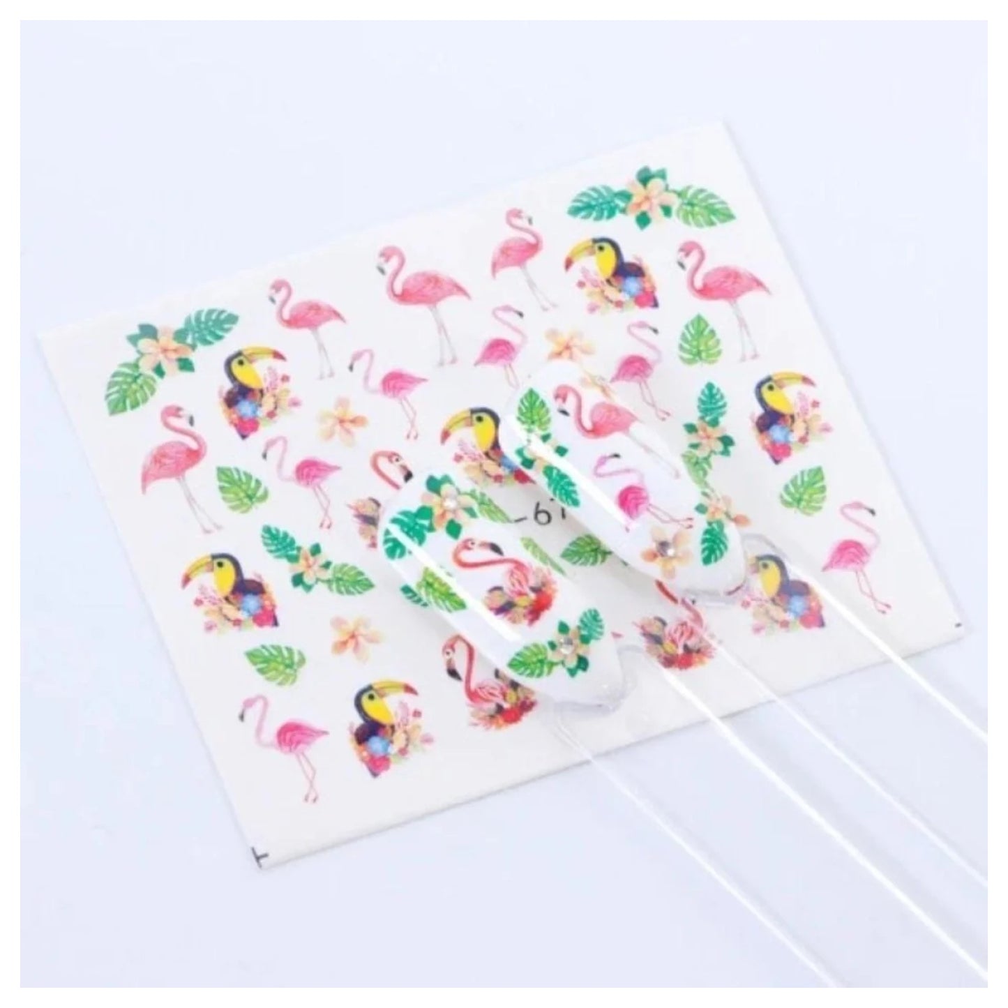 Nail Sliders Water Transfer Adhere with Water on Nail Polish Flamingo Toucan Designs Nail Art - STZ672 - - Asia Sell