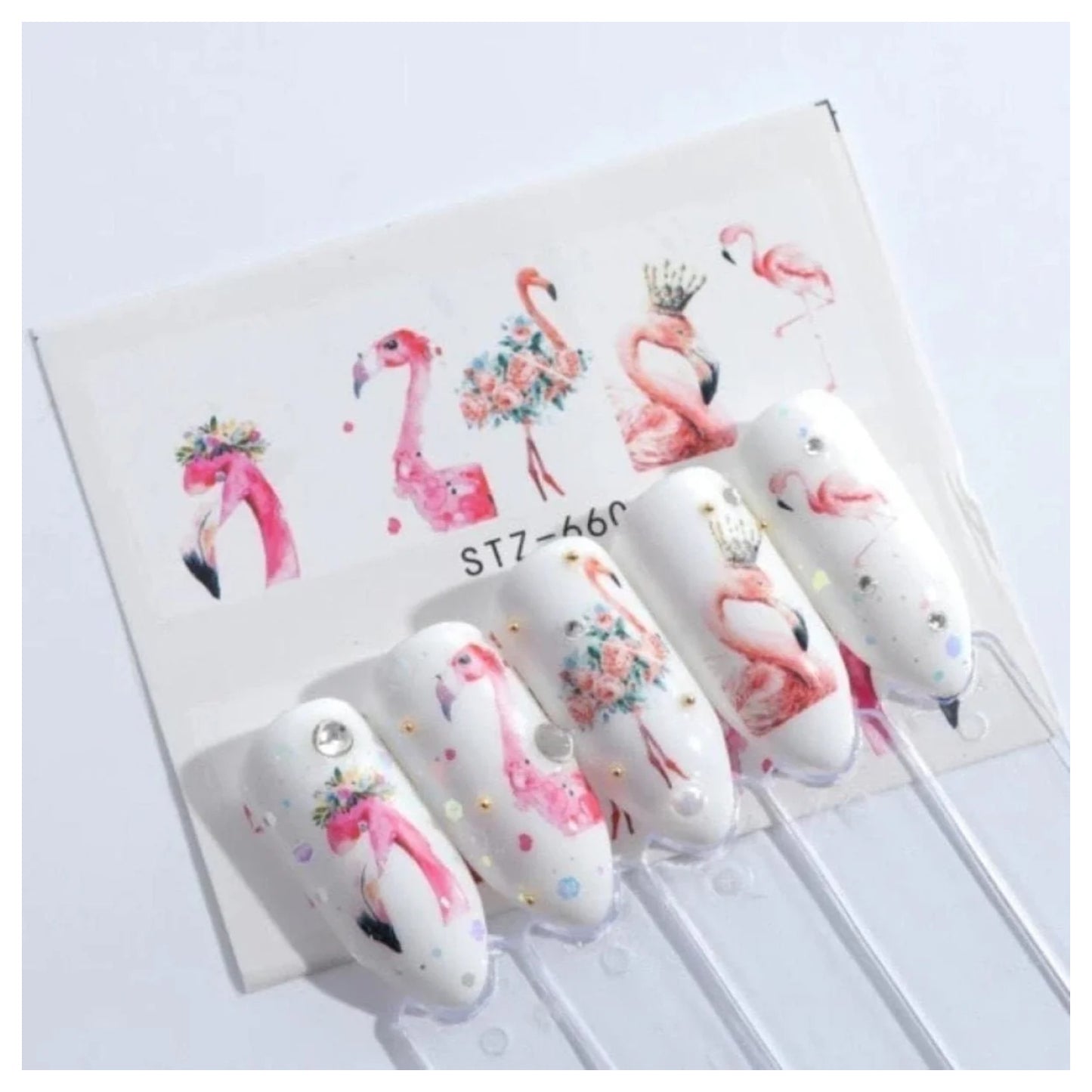 Nail Stickers Water Transfer Flamingo Animal Designs Nail Art Slider - STZ660 - - Asia Sell