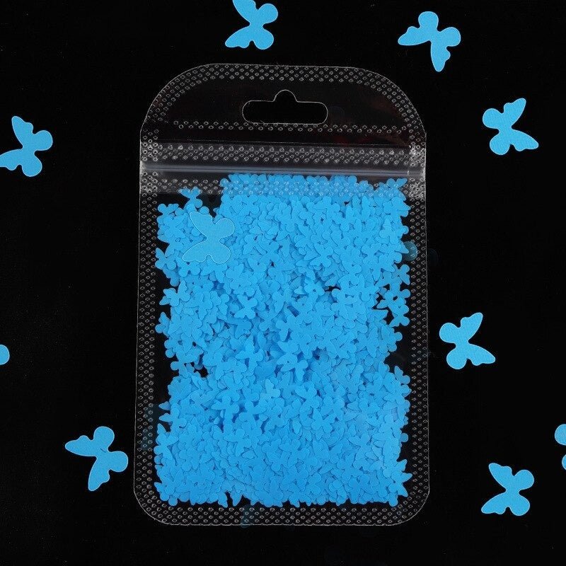 Neon Butterfly Nail Art Glitter for Face Body Nails Neon Bright - Blue - Asia Sell