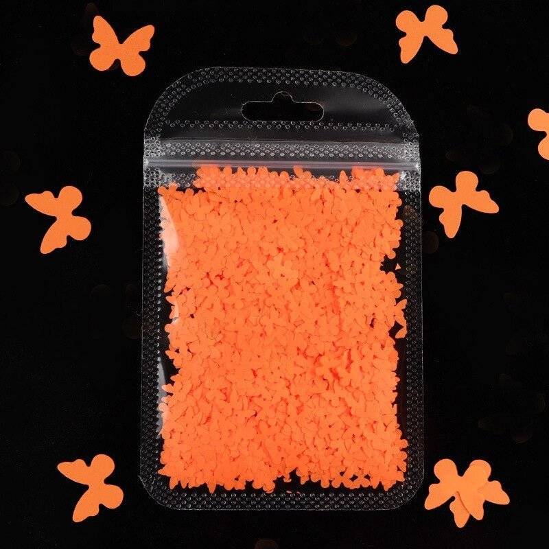 Neon Butterfly Nail Art Glitter for Face Body Nails Neon Bright - Dark Orange - Asia Sell