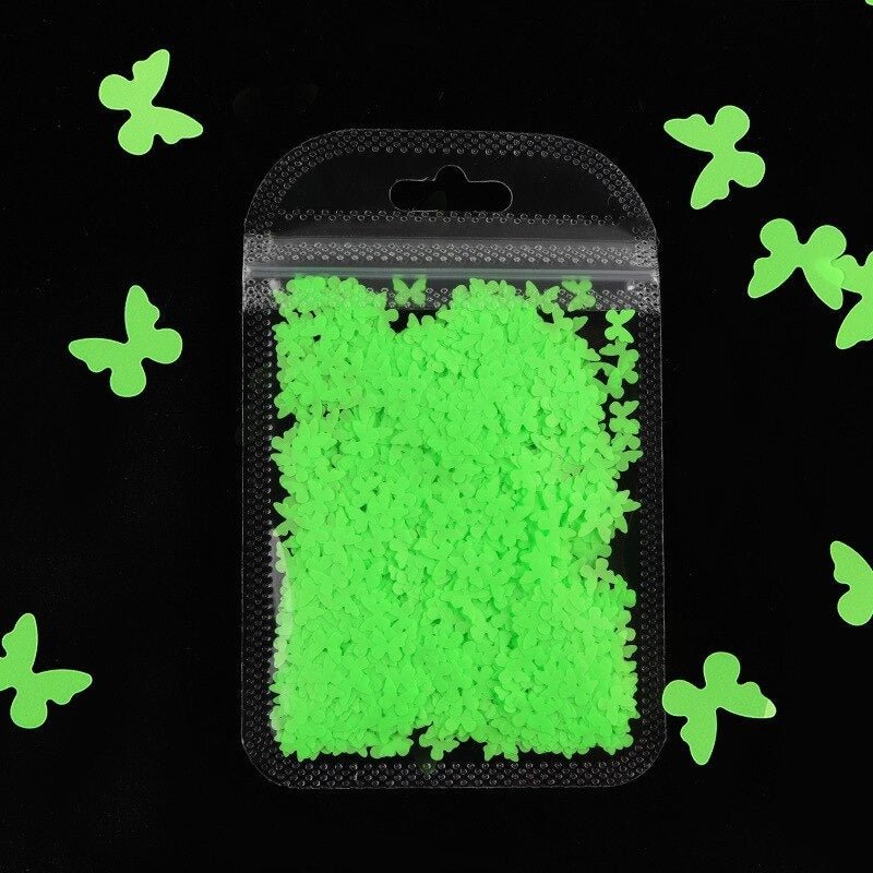 Neon Butterfly Nail Art Glitter for Face Body Nails Neon Bright - Green - Asia Sell