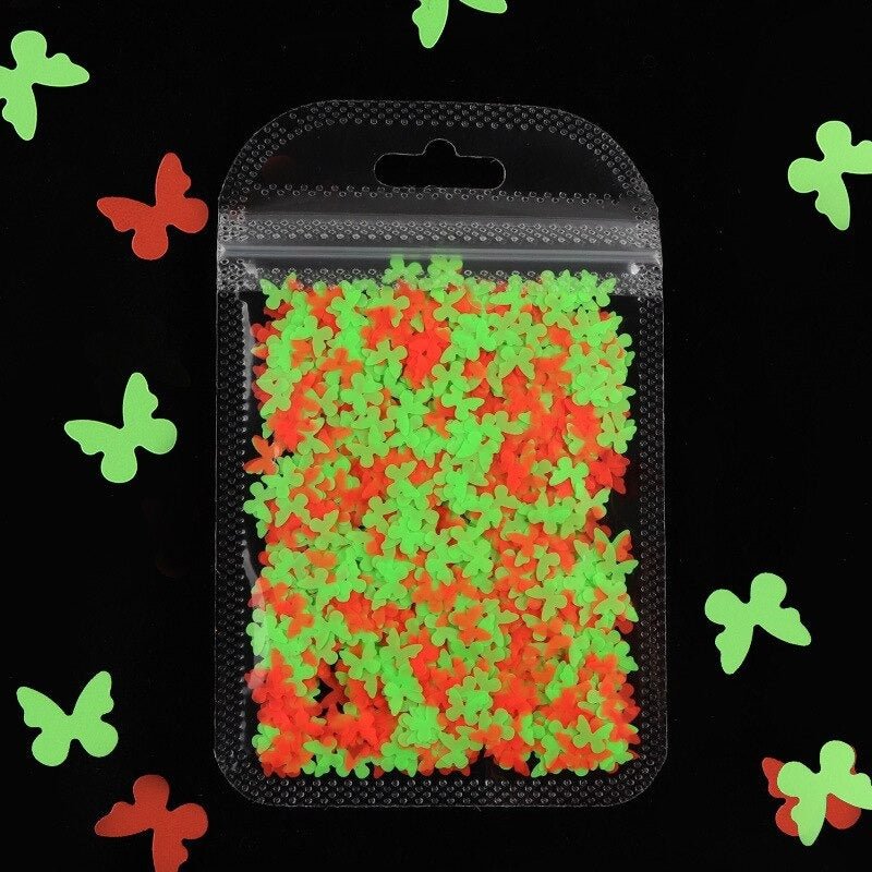 Neon Butterfly Nail Art Glitter for Face Body Nails Neon Bright - Green & Red - Asia Sell
