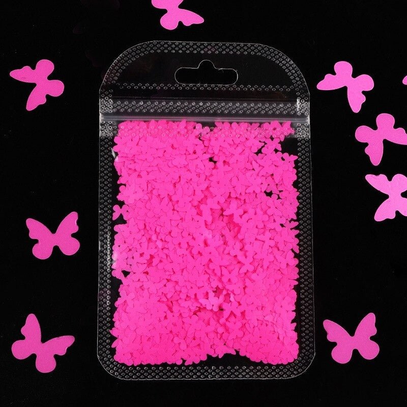 Neon Butterfly Nail Art Glitter for Face Body Nails Neon Bright - Hot Pink - Asia Sell