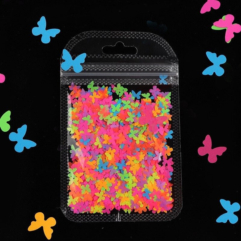 Neon Butterfly Nail Art Glitter for Face Body Nails Neon Bright - Multicoloured - Asia Sell