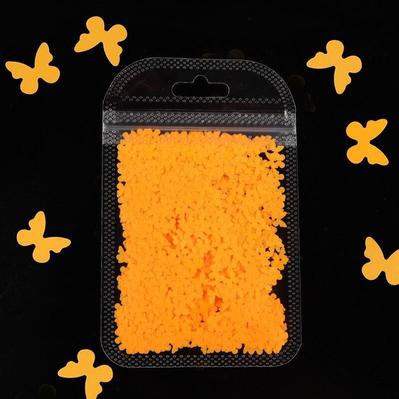 Neon Butterfly Nail Art Glitter for Face Body Nails Neon Bright - Orange - Asia Sell