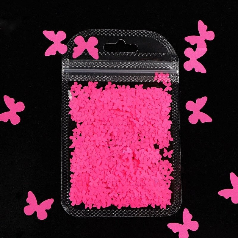 Neon Butterfly Nail Art Glitter for Face Body Nails Neon Bright - Pink - Asia Sell