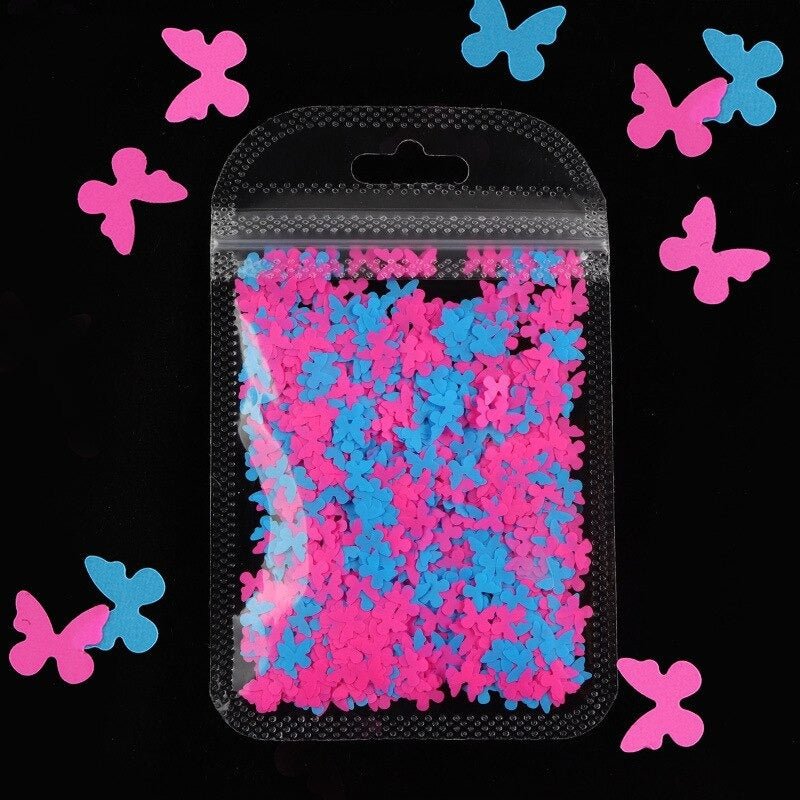 Neon Butterfly Nail Art Glitter for Face Body Nails Neon Bright - Pink & Blue - Asia Sell