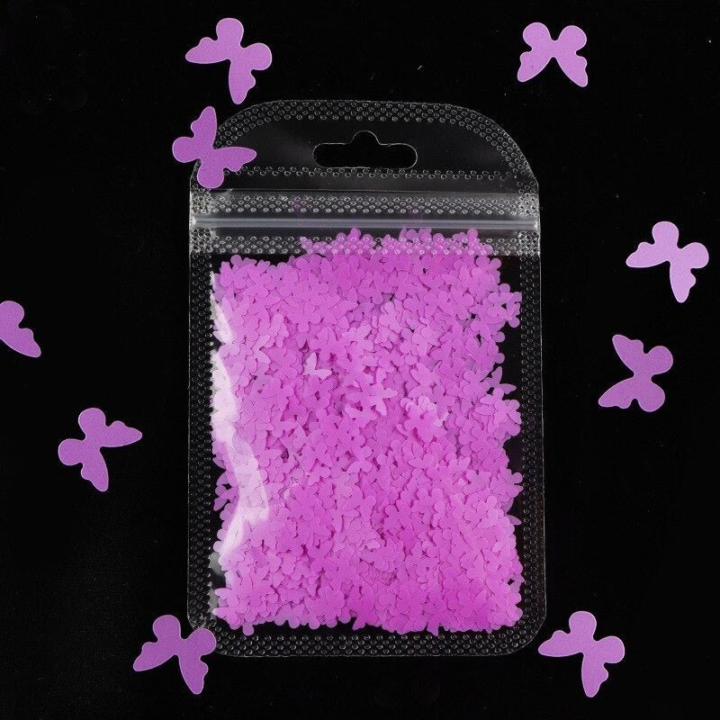 Neon Butterfly Nail Art Glitter for Face Body Nails Neon Bright - Purple - Asia Sell