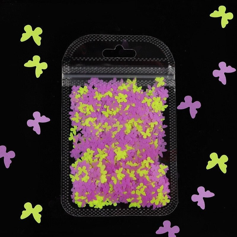 Neon Butterfly Nail Art Glitter for Face Body Nails Neon Bright - Purple & Yellow - Asia Sell