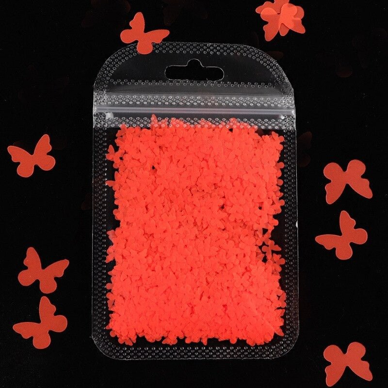 Neon Butterfly Nail Art Glitter for Face Body Nails Neon Bright - Red - Asia Sell