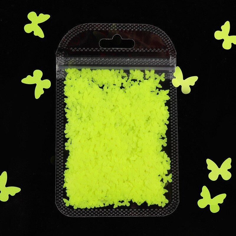 Neon Butterfly Nail Art Glitter for Face Body Nails Neon Bright - Yellow - Asia Sell