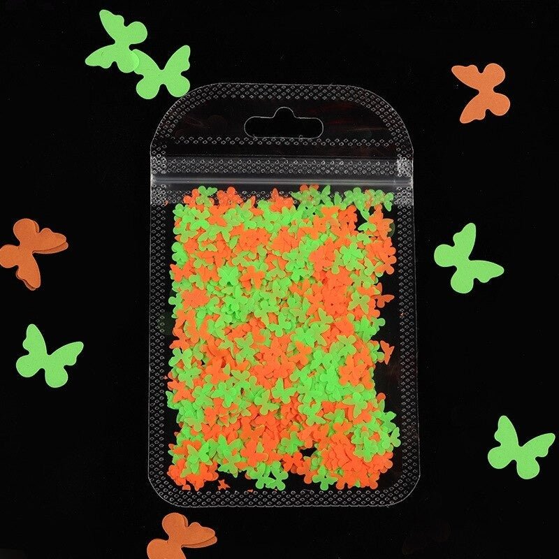 Neon Butterfly Nail Art Glitter for Face Body Nails Neon Bright - Yellow - Asia Sell