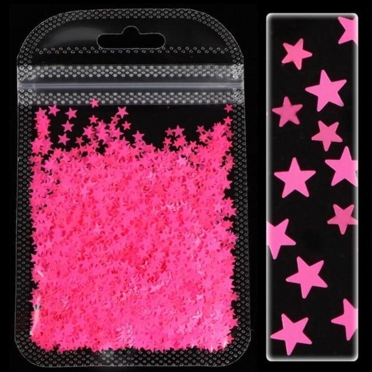 Neon Nail Art Glitter Fluorescent Star Sequins Flakes Shining Acrylic Gel Nails - Dark Pink - Asia Sell