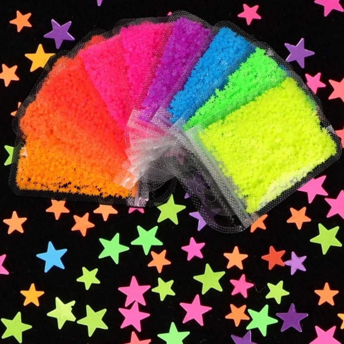Neon Nail Art Glitter Fluorescent Star Sequins Flakes Shining Acrylic Gel Nails - Green - Asia Sell