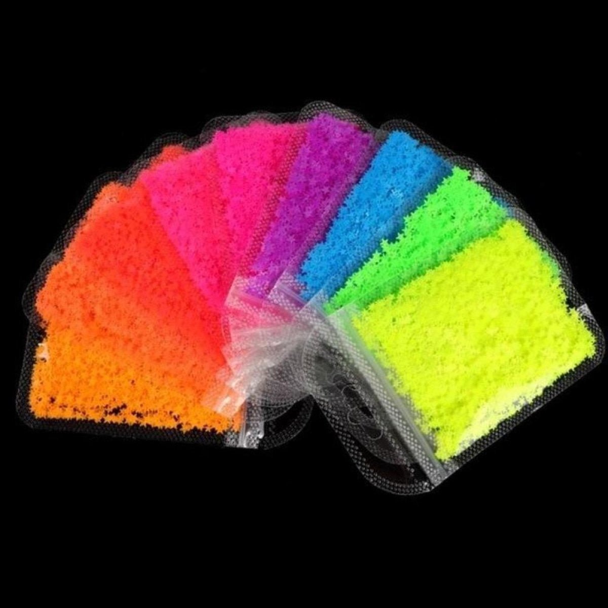 Neon Nail Art Glitter Fluorescent Star Sequins Flakes Shining Acrylic Gel Nails - Set of 9 - Asia Sell
